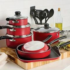 18 Piece Nonstick Cookware Set - Includes 8in Saute Pan, 9in Deep Saute Pan, 11in Griddle